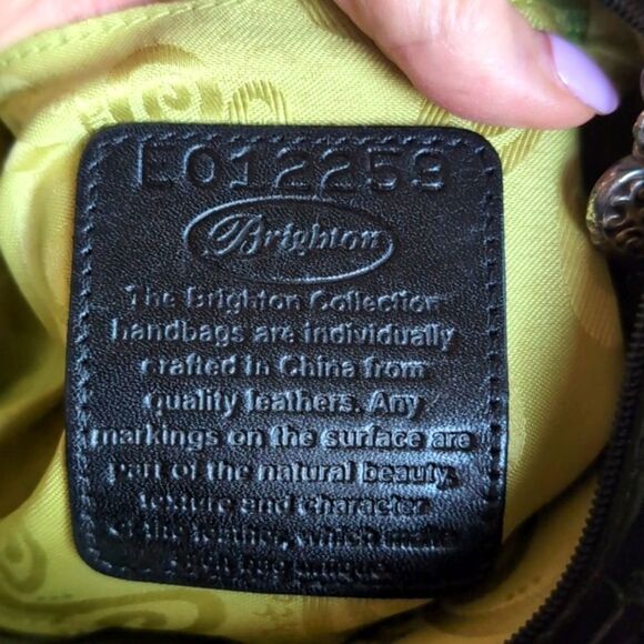 Brighton Sonny Black Patent🖤 Embossed Crocadile Genuine Leather Shoulder Bag - Picture 13 of 16